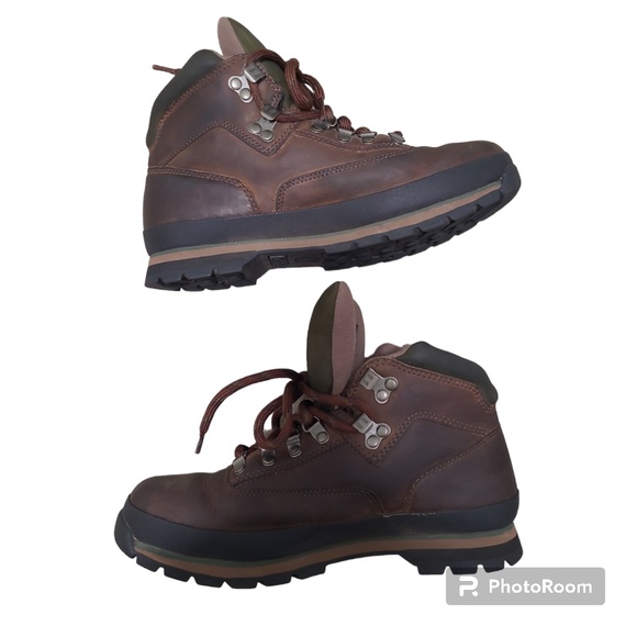 Timberland Hiking Boots Men's 8.5 M - Euro Hiker Mid Brown Leather Shoe (95100) - Picture 4 of 11